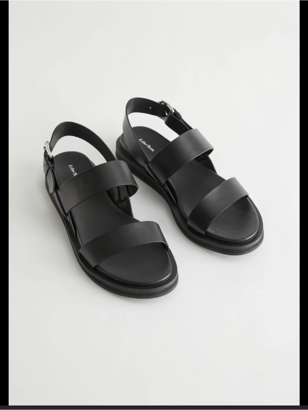 & Other Stories Black Flat Strappy Sandals Us Size 6